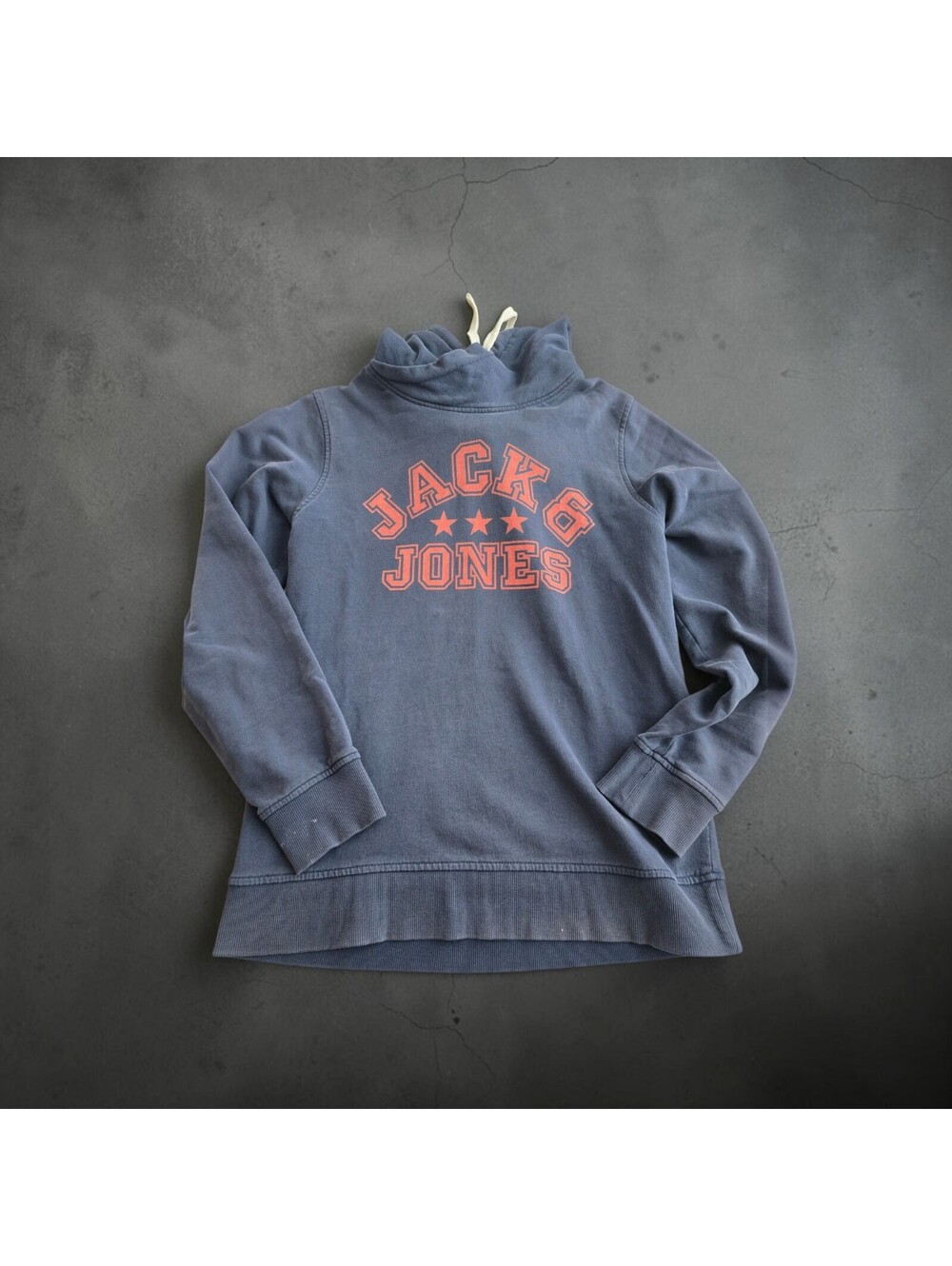 Jack & Jones Originals Blue Pullover Hoodie with Logo Print, Size M